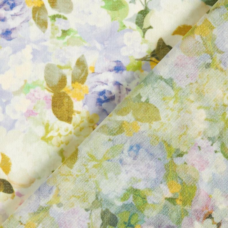 Šifón Moře recyklovaných květů – pastelově fialová/zelenkavá,  image number 4