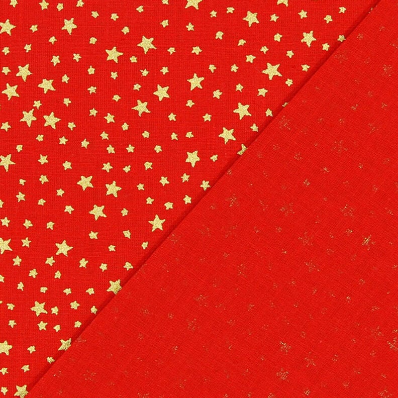 Bavlněný kreton Vánoční hvězdné nebe, malé – červená/zlatá, image number 3