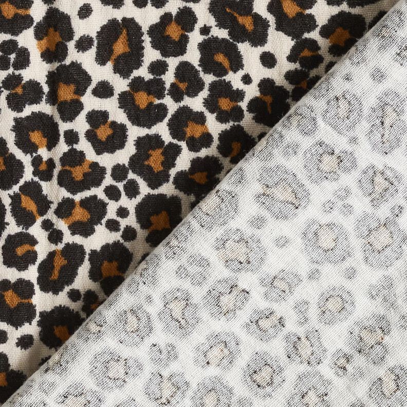 Mušelín / dvojitá mačkaná tkanina Leopardí vzor – taupe (šedohnědá)/černá,  image number 4