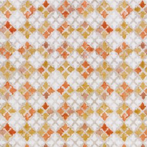 Bavlněný popelín Orientální dlaždice vzor digitální potisk – mlhově šedá/mědená, 