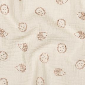 Mušelín / dvojitá mačkaná tkanina Ježek | Poppy Fabrics – přírodni/světle hnědá, 