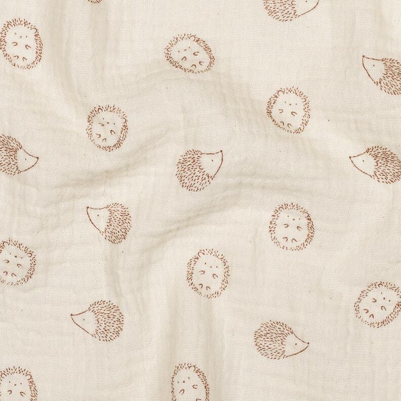 Mušelín / dvojitá mačkaná tkanina Ježek | Poppy Fabrics – přírodni/světle hnědá,  image number 2