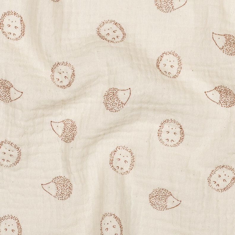 Mušelín / dvojitá mačkaná tkanina Ježek | Poppy Fabrics – přírodni/světle hnědá, image number 2