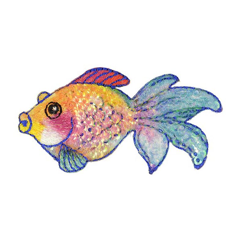 Aplikace Ryba [ 3 x 7 cm ] – oranžová/tyrkysová,  image number 1