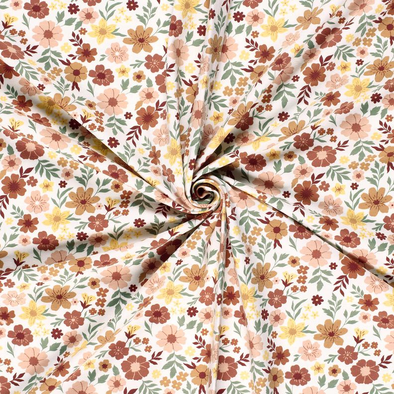 Bavlněný žerzej Moře květin – slonová kost/světle starorůžová, image number 3