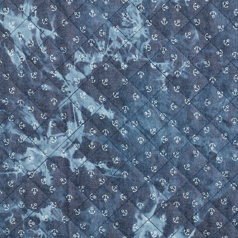 Prošívaná tkanina chambray kotva batikovaná – džínově modrá,  image number 6
