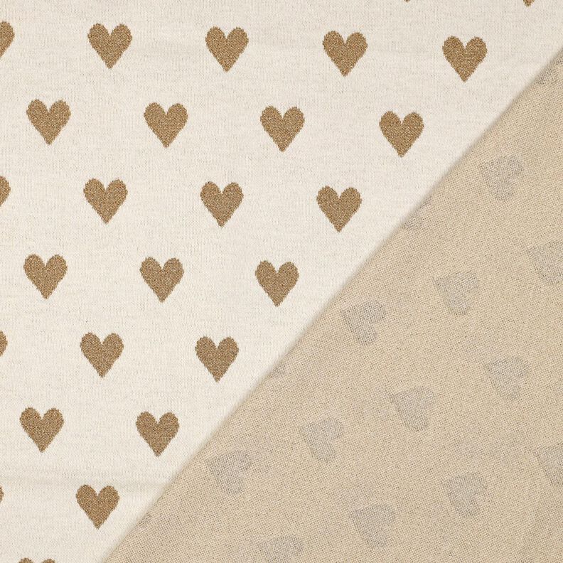 Žakárový žerzej Třpytivé srdce | Poppy Fabrics – přírodni/zlatá metalická,  image number 4