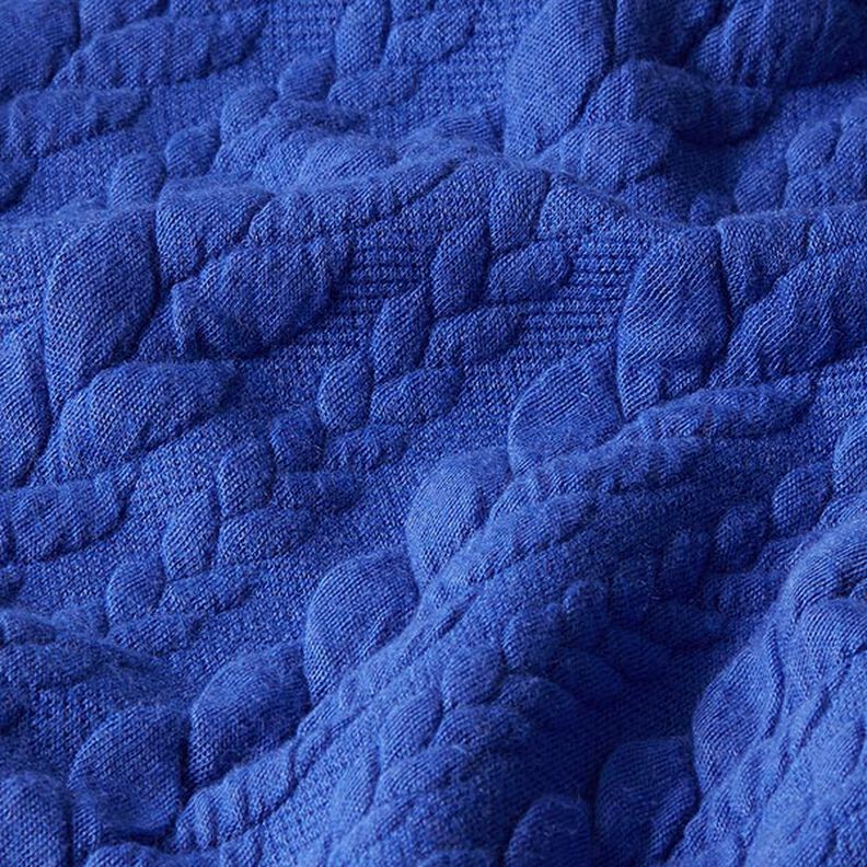 Žerzejový žakár kloké Copánkový vzor – královská modr,  image number 2