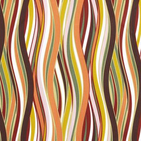 Bavlněn&aacute; l&aacute;tka Kreton Zakřiven&eacute; pruhy &ndash; b&iacute;l&aacute;/světle oranžov&aacute;, 