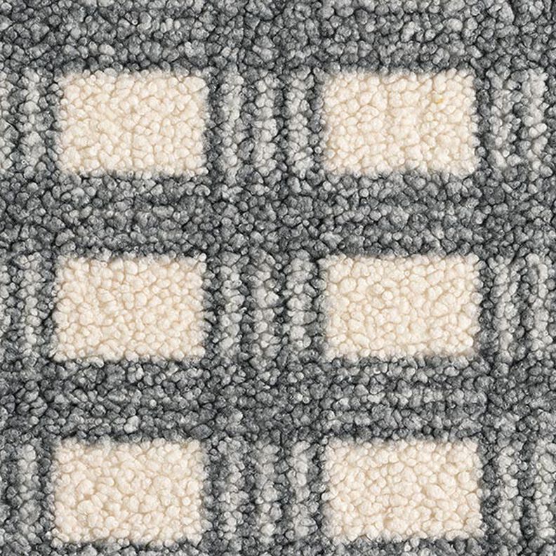 Pletenina buklé Kostka – vlněná bílá/šedá,  image number 1