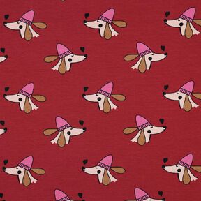 Letní teplákovina Pes s kloboukem | Poppy Fabrics – tmavě červená/pink, 