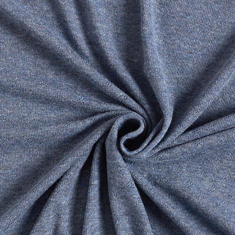 Žerzej z jemného úpletu s dírkovaným vzorem  Melange – džínově modrá,  image number 1