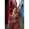 Viskózová látka stretch Line Layers | Nerida Hansen – merlot/oranžová,  thumbnail number 5