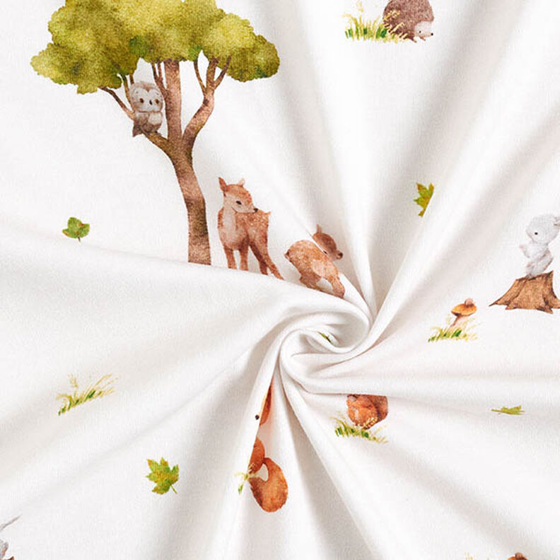 Bavlněný žerzej Lesní zvířátka digitální potisk – vlněná bílá,  image number 3