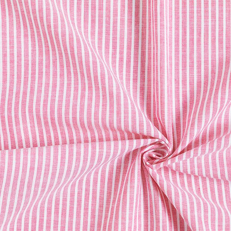 Směs bavlny a lnu podélné proužky – pink/bílá,  image number 3