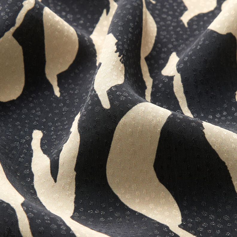 Viskózová tkanina Abstraktní vzor zebry – černá/světle béžová,  image number 2