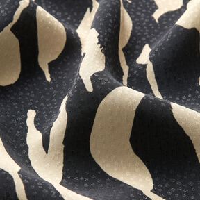 Viskózová tkanina Abstraktní vzor zebry – černá/světle béžová, 