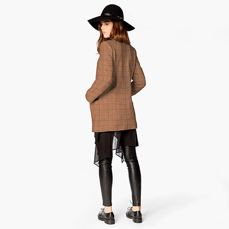 Kabátová tkanina Houndstooth kostkovaná s třpytivým efektem – béžová/mědená, image number 5