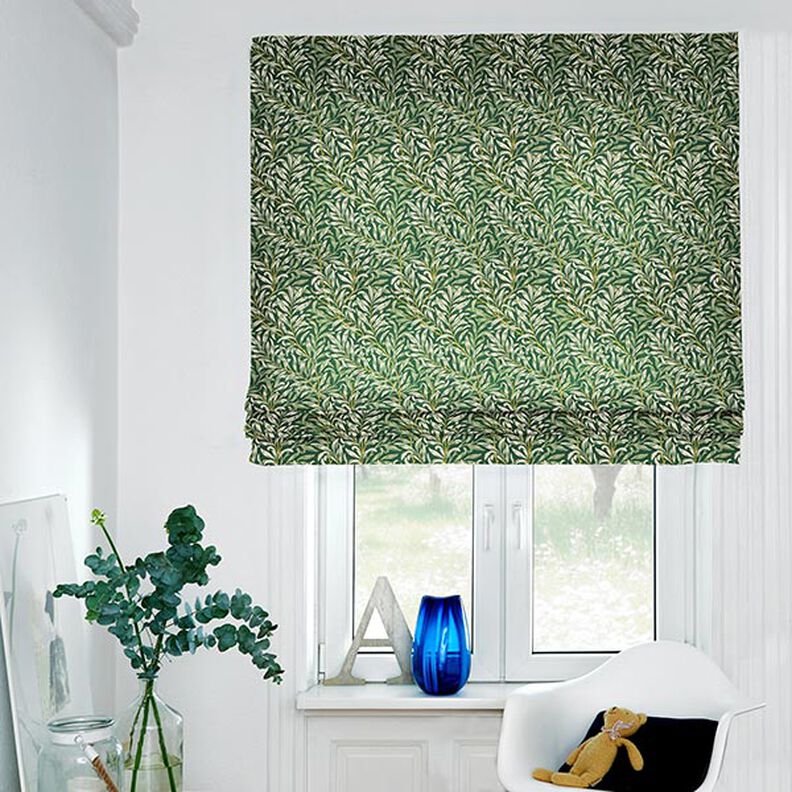 Dekorační látka Polopanama Propletené větve – přírodni/tmavě zelená | Zbytek 90cm, image number 6