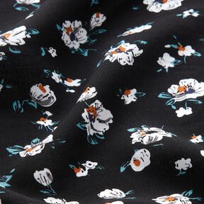 Visk&oacute;zov&aacute; tkanina květinov&yacute; d&eacute;&scaron;ť &ndash; čern&aacute;, 