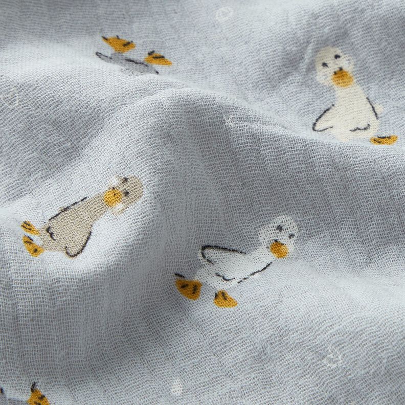 Mušelín / dvojitá mačkaná tkanina Malé husy – stříbrně šedá,  image number 2