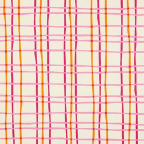 Bavlněný popelín Zvlněná kostka | Poppy Fabrics – kremová/růžová, 