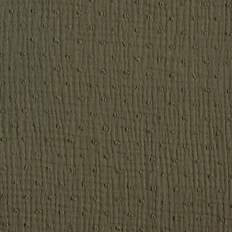 Mušelín / dvojitá mačkaná tkanina dobby – khaki | Zbytek 90cm,  image number 1