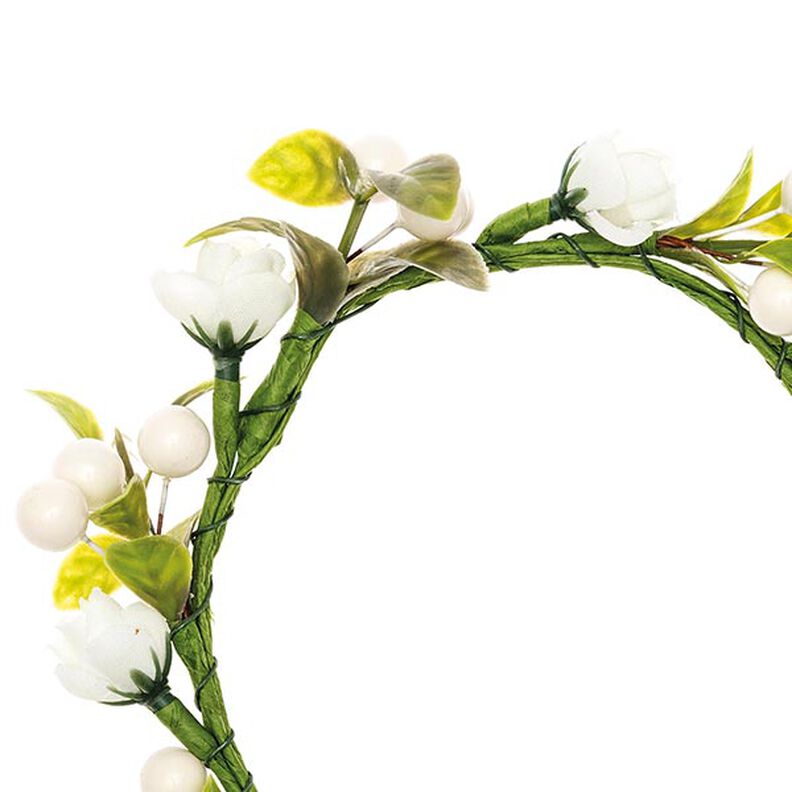 Dekorační květinový věnec s bobulemi [Ø 9 cm/ 14 cm] – bílá/zelená,  image number 2