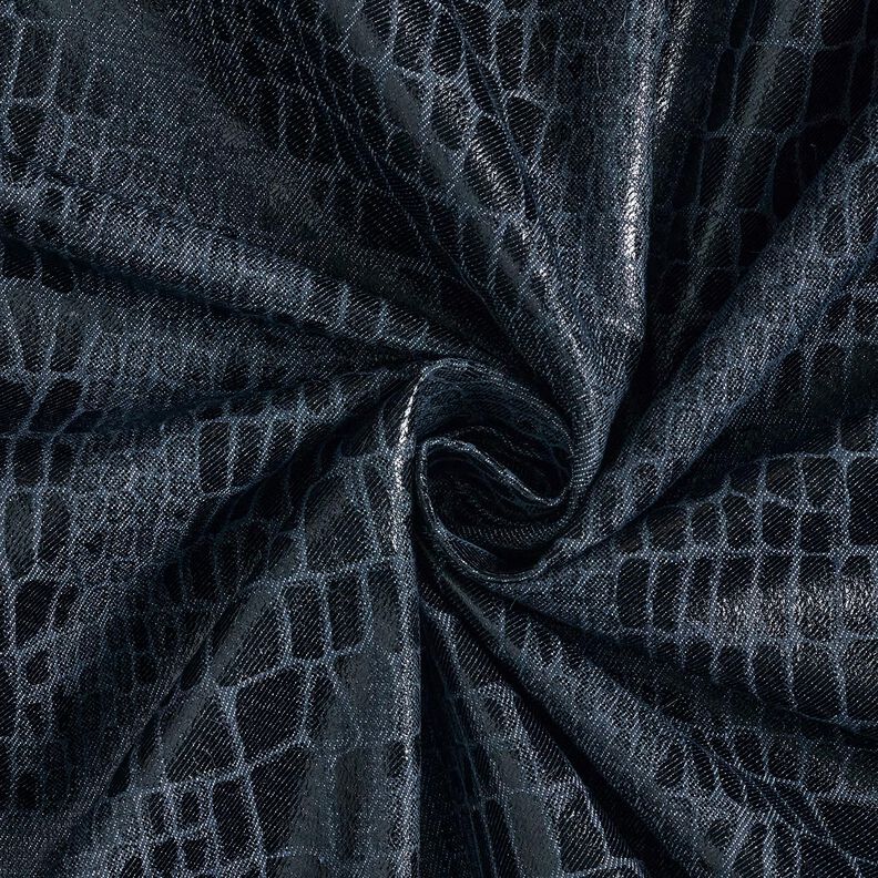 Viskózový denim s hadím vzorem – černomodrá, image number 3