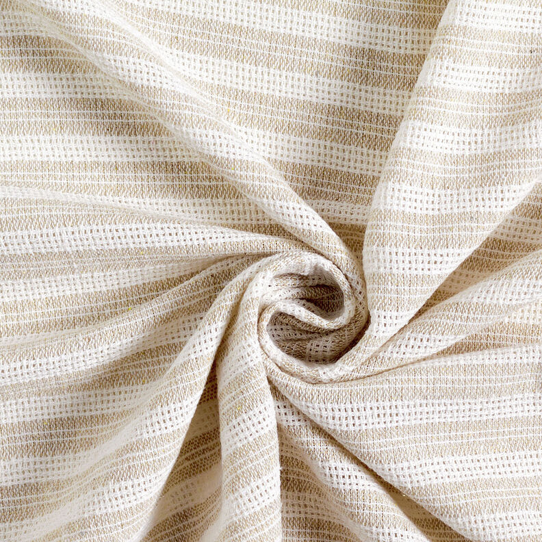 Bavlněná tkanina s horizontálními pruhy – béžová/bílá,  image number 4
