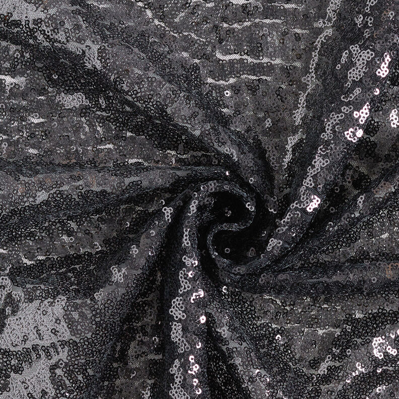 Tkanina Uni s mikro flitry – černá,  image number 4