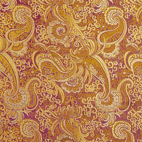 Oděvní žakár Metalický vzor paisley – světle fialova/zlatá, 