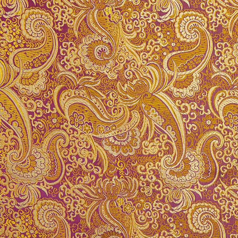 Oděvní žakár Metalický vzor paisley – světle fialova/zlatá,  image number 1