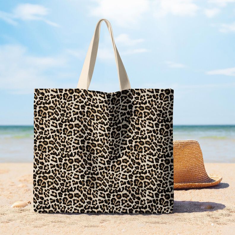 Dekorační látka Žakár Tkaný leopardí vzor – světle béžová/černá,  image number 6