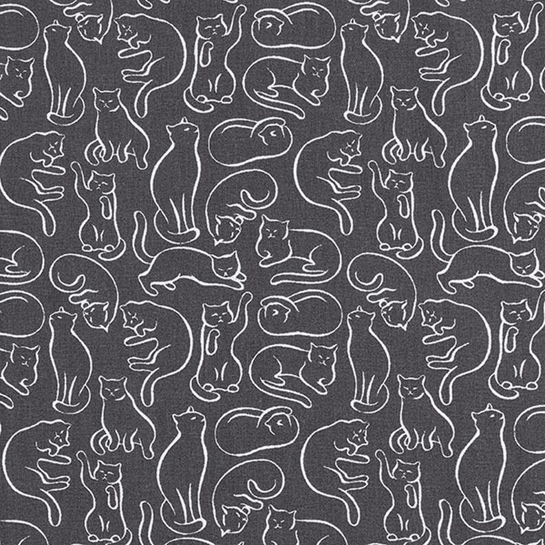 Bavlněná látka Kreton hravé kočky – granitová,  image number 1