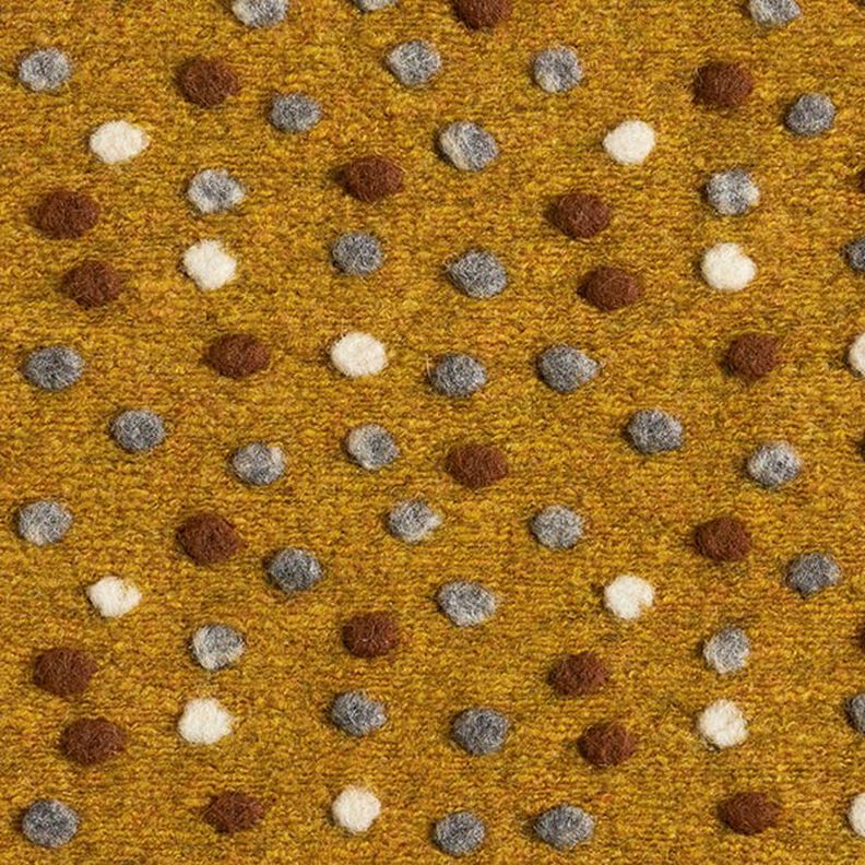 Vlněná pletenina Barevné nopky – kari žlutá,  image number 1