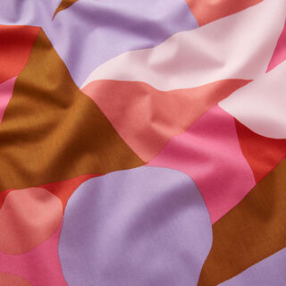 Bavlněný popelín abstraktní tvary | Nerida Hansen – pink/šeříková, 