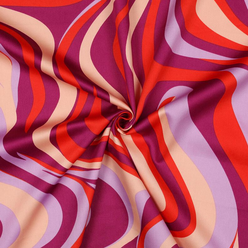 Bavlněný satén Retro vlny | Poppy Fabrics – purpurová/oranžová,  image number 3