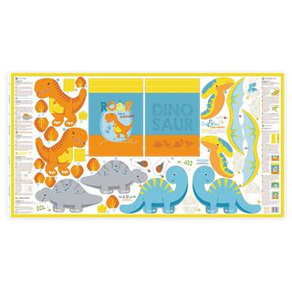Látkový panel „DINO FRIENDS“ k vystřižení a ušití dinosaurů [ 80 x 155 cm ] | Kullaloo, 