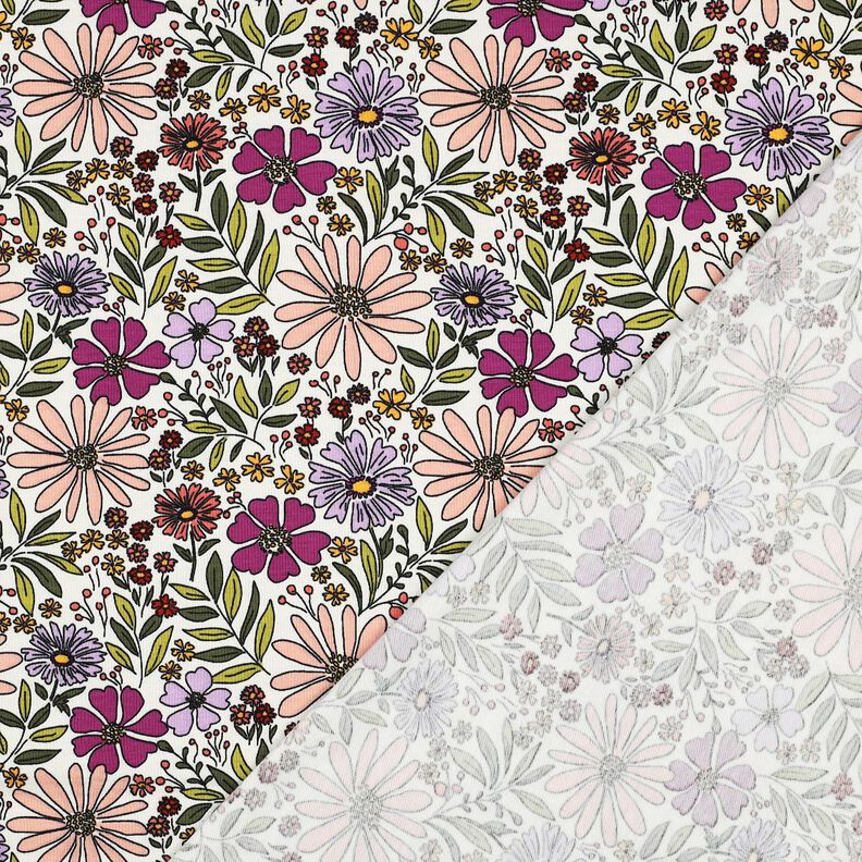 Bavlněný žerzej Moře květin | Poppy Fabrics – vlněná bílá/šeříková,  image number 4