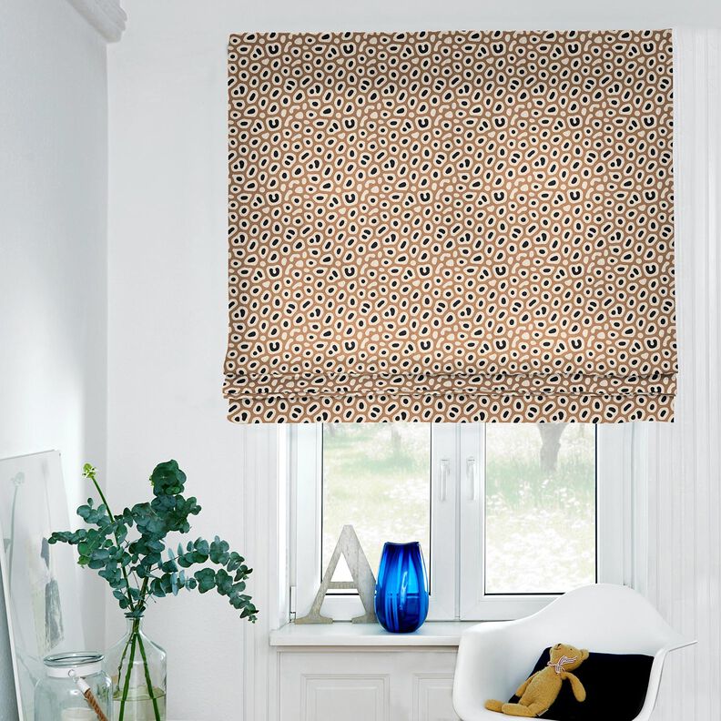 Dekorační látka Polopanama Abstraktní leopardí vzor – světle hnědá/cashew (béžová),  image number 6