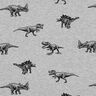 Francouzské froté letní teplákovina Dinosauři – stříbrná/černá,  thumbnail number 1
