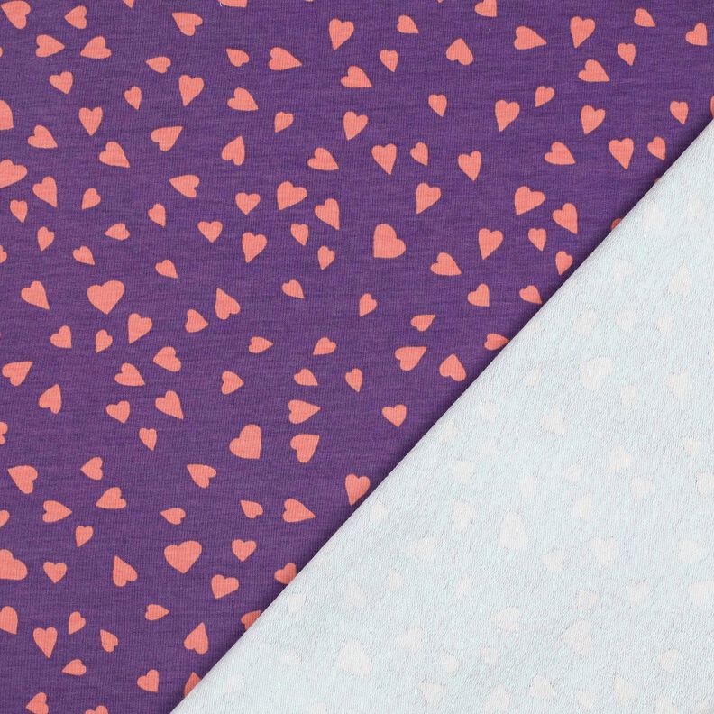 Letní teplákovina Srdíčka | Poppy Fabrics – světle fialova/starorůžová,  image number 3