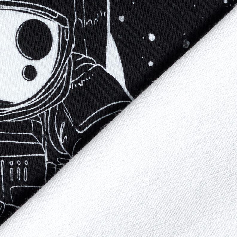 Francouzské froté Panel Spaceman | Glitzerpüppi – černá/bílá, image number 4