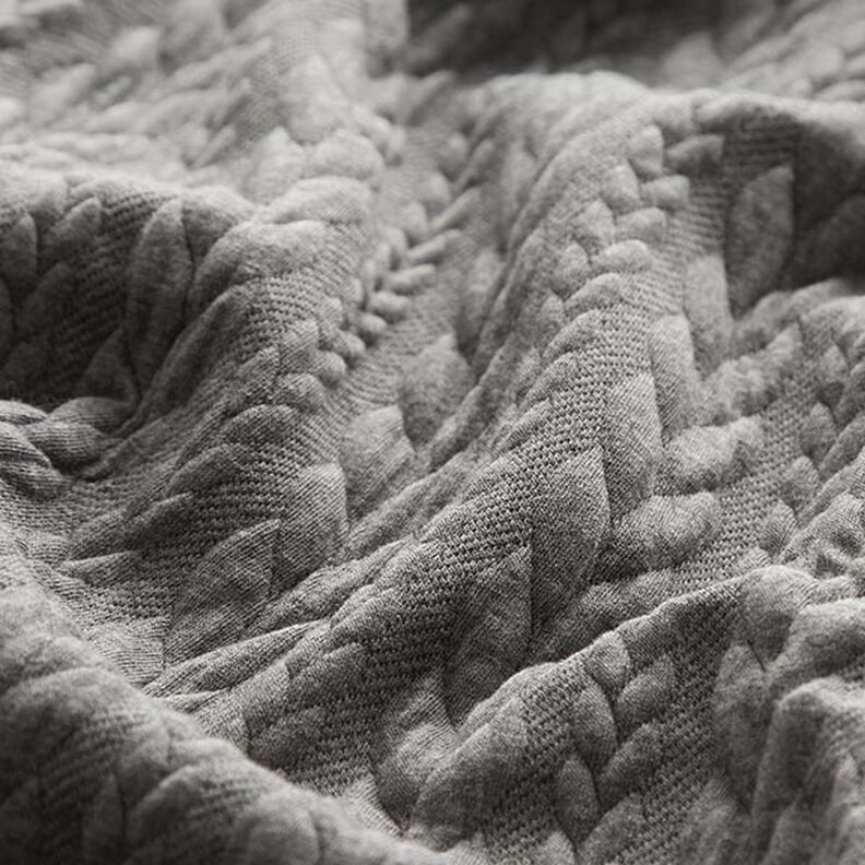 Žakárové žerzejové kloké Copánkový vzor – světle šedá,  image number 2