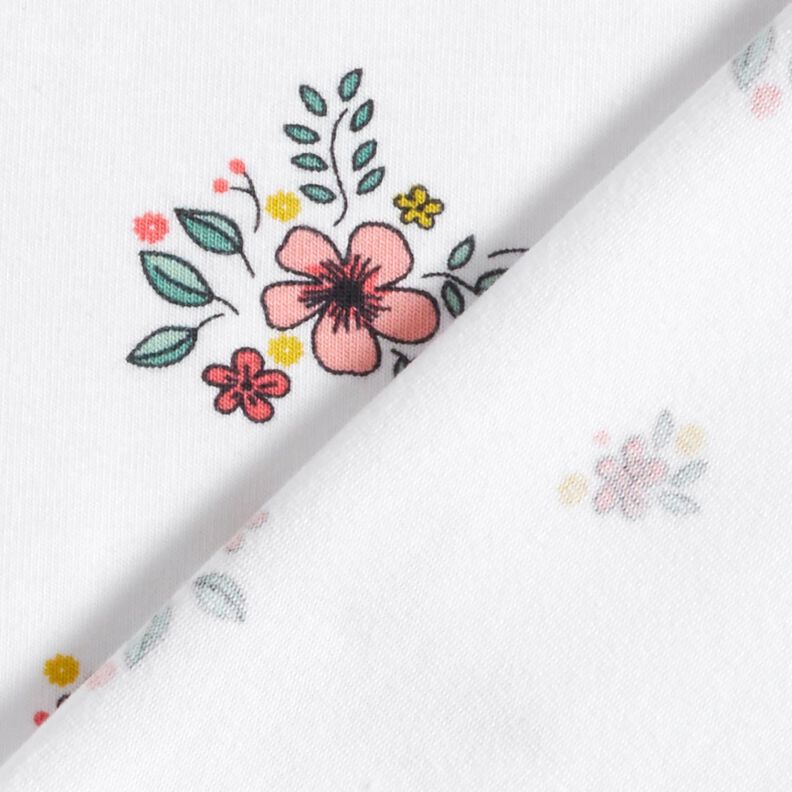 GOTS Bavlněný žerzej rozptýlené květiny | Poppy Fabrics – bílá,  image number 4