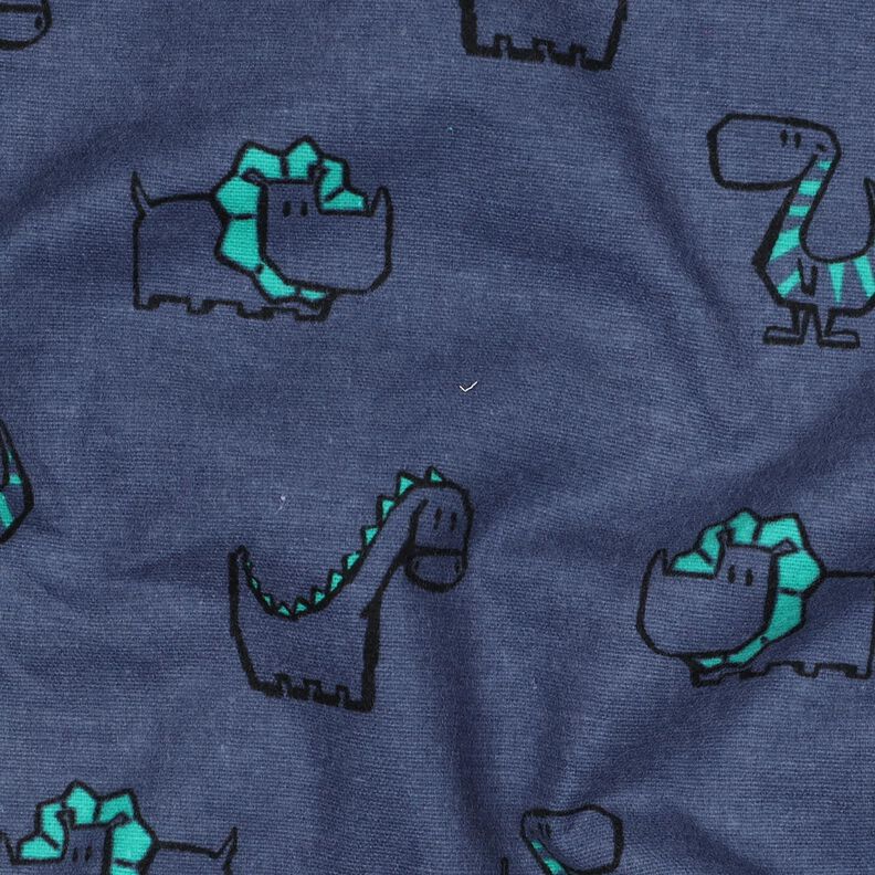 Bavlněný flanel Drzí dinosauři | Poppy Fabrics – džínově modrá/smaragdově zelená, image number 2