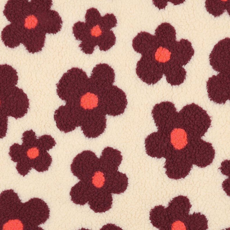 Plyš teddy Květiny | Poppy Fabrics – cashew (béžová)/bordó, image number 1