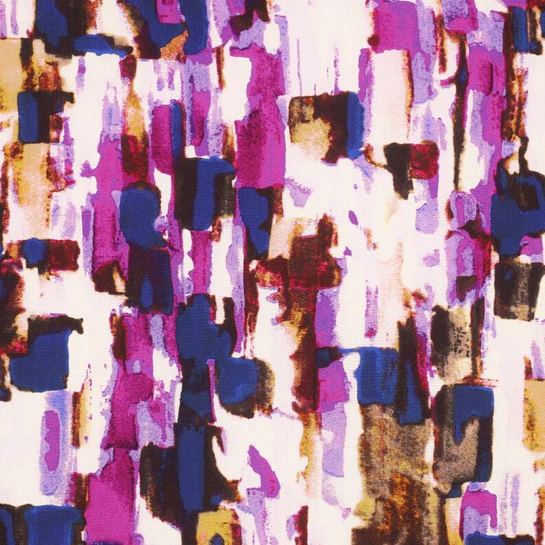 Viskózová tkanina Digitální tisk abstraktní tahy štětcem – hroznová/indigová,  image number 1