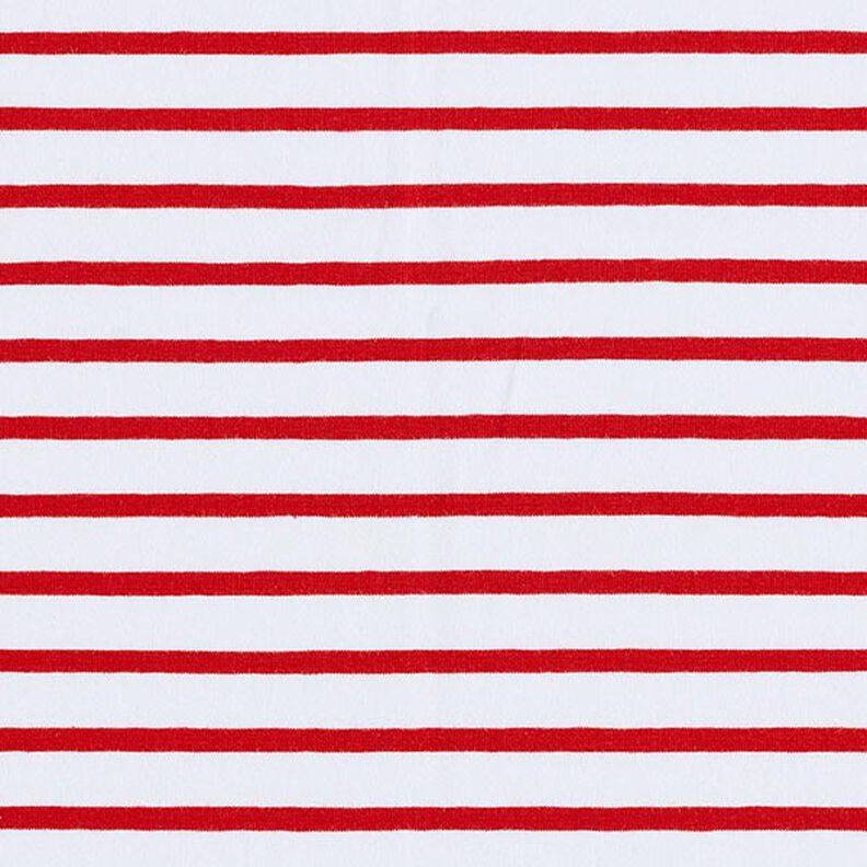 Bavlněný žerzej úzké a široké proužky – bílá/červená,  image number 1